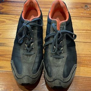 Vintage DKNY Tennis Shoes Sneakers Orange Accent Grey/Black Suede/Leather